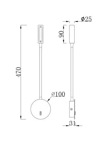 Бра Maytoni Technical Stem C035WL-L3MG3K  фото 6